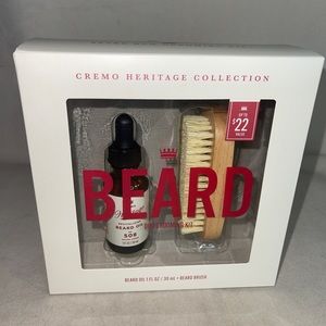 Cremo Men’s Heritage Beard Grooming Duo Gift Set Beard Oil w/ Brush ~ NEW